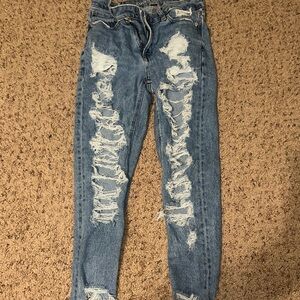 American Eagle Outfitters Ripped Blue Skinny Jeans